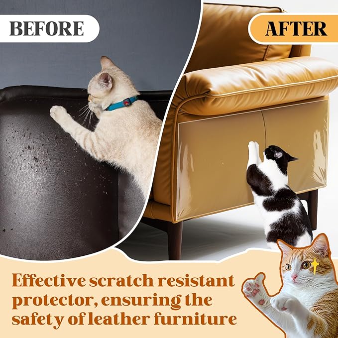 200"x16" Cat Scratch Furniture Protector for Leather Furniture,Couch Protector from Cat Claws,Anti Scratch Stop Scratching Adhesive Tape,Easy to Remove,No Pins