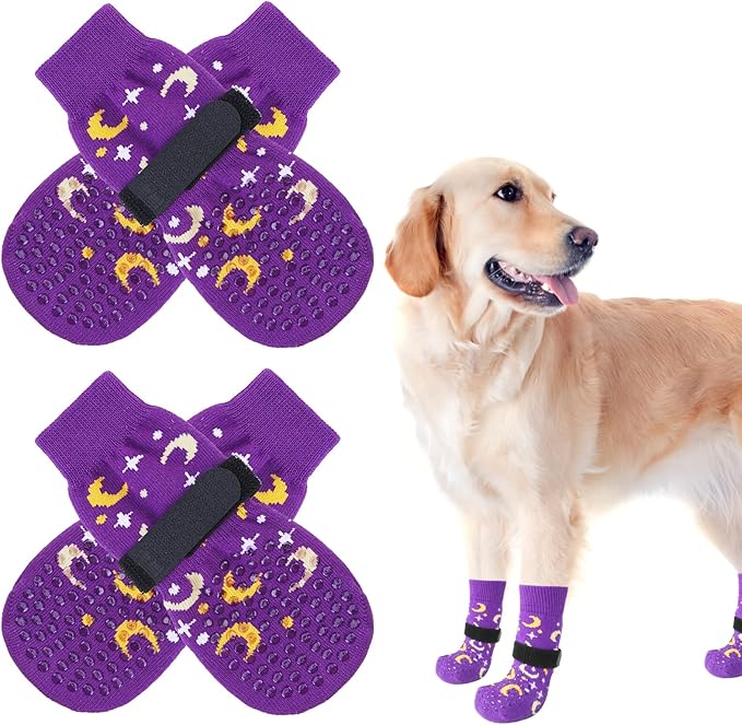 SCENEREAL Anti Slip Dog Socks to Prevent Licking Paws for Hardwood Floors, Double Sides Dog Shoes Boots & Paw Protectors for Hot/Cold Pavement, Dog Grippy Booties for Small Medium Large Senior Dogs