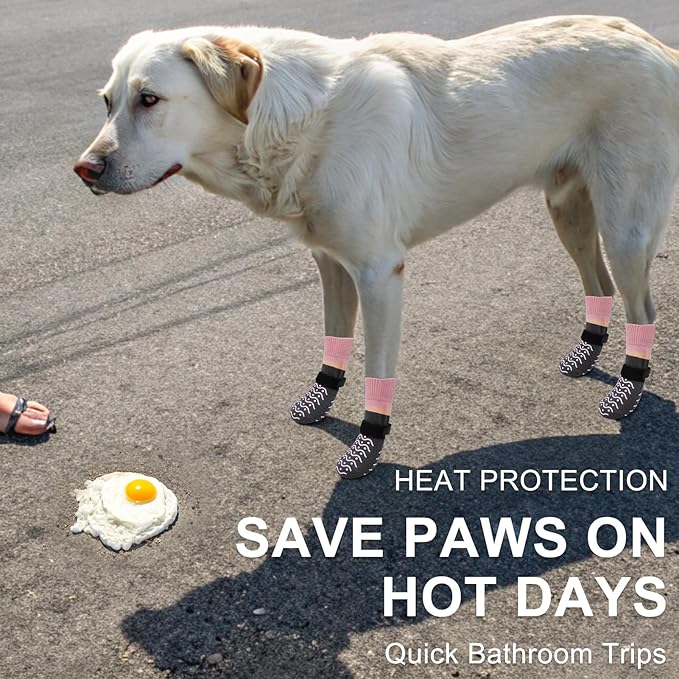 BEAUTYZOO Dog Socks, Non Slip Dog Socks to Prevent Licking Paws -Dog Boots & Paw Protectors with Grippers on Hardwood Floors, Dog Shoes for Hot/Cold Pavement Small Medium Large Senior Dogs Booties