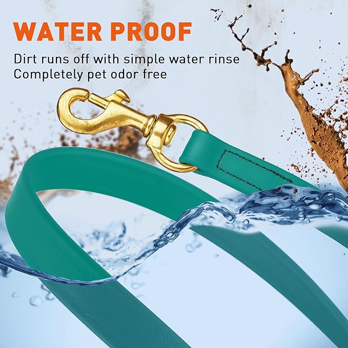 Viper K9 Biothane Working Dog Leash Waterproof Lead for Tracking Training Schutzhund Dog Sport & Search - Odor-Proof Long Line with Solid Brass Snap for Puppy Medium and Large 3/4" x 10ft Blue Aqua
