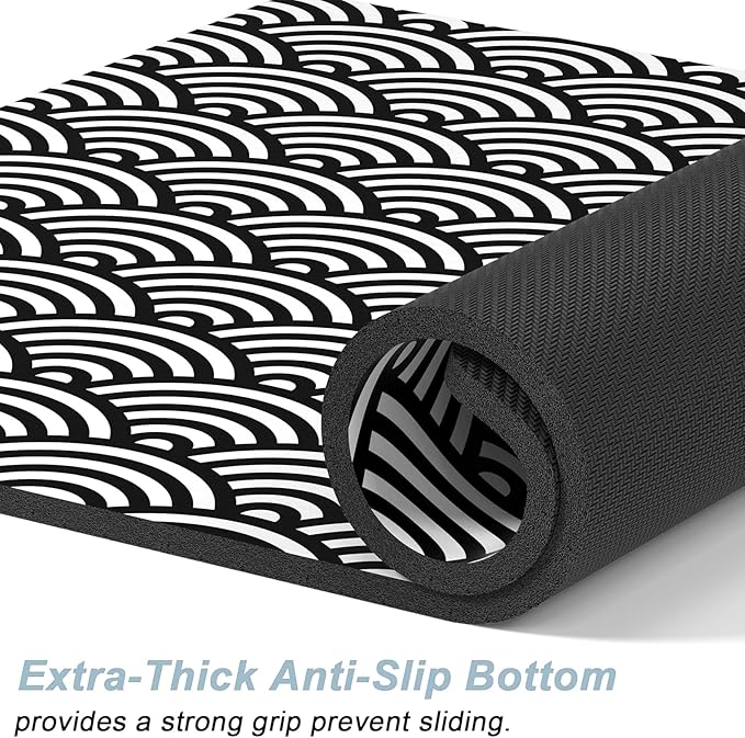 Rnivvi Dog Food Mat, 16" x 24" Absorbent Dog Cat Bowl Mat for Food and Water, Cute Anti-Slip Rubber Pet Feeding Rug Protect Floors, Puppy Placemat for Feeding & Watering Supplies,Gray Rounded Wave
