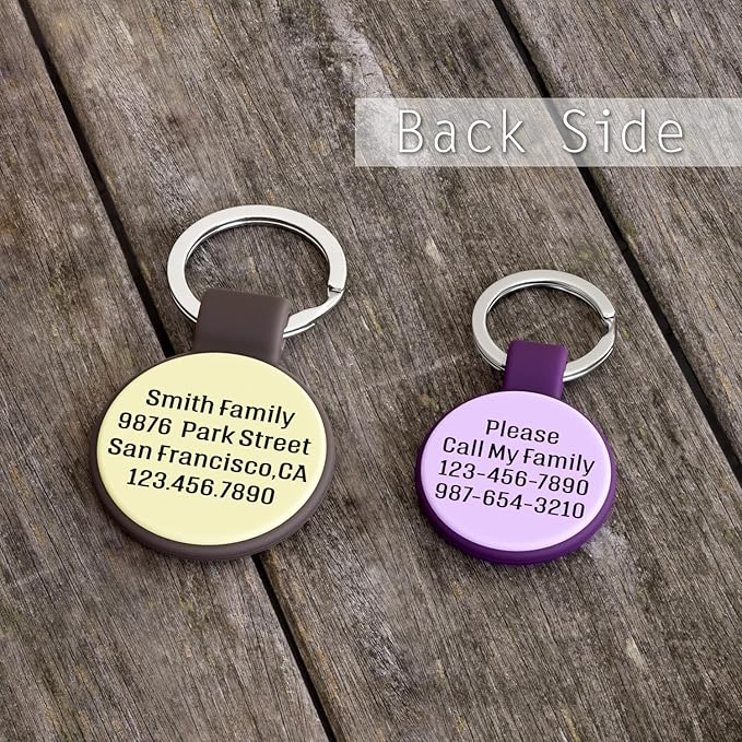 Brayhoo Silent Silicone Dog Tags, Custom Engraved Pet ID Tags for Cats and Dogs, Personalized Small Size Cat Tags with Cute Designs (Designs, Small)