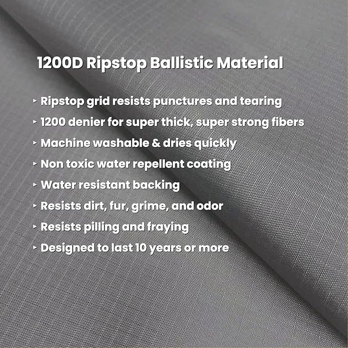 K9 Ballistics Tough Ripstop Dog Crate Pad - Durable, Machine Washable Kennel & Travel Mat for Puppies and X Small Dogs, 23 x 17 fits 24” Wire Crate, Obsidian Black