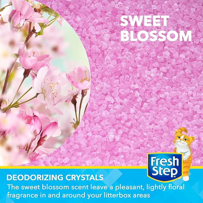 Fresh Step Cat Litter Crystals in Sweet Blossom Scent - Cat Litter Box Deodorizer - Combats Odors and Neutralizes Smells to Keep Your Home Clean, 30 Ounce