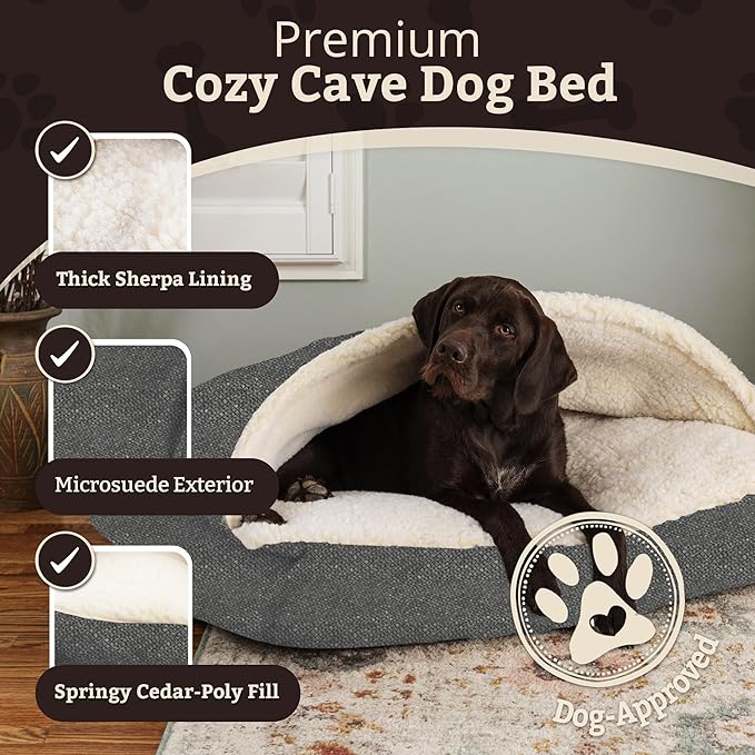 Snoozer Pet Products Luxury Rectangle Cozy Cave Dog Bed with Microsuede, Showdog Collection, Large, Merlin Pewter