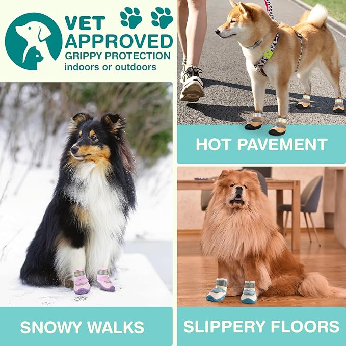 Dog Shoes for Large Dogs, Medium Dog Boots & Paw Protectors for Winter Snow, Waterproof Dog Booties for Hot Pavement, Hardwood Floors, for Rainy Black Size 3