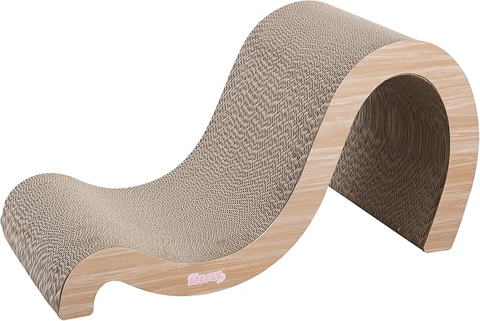 CSR1013C Kona 27" Modern Cardboard Double-Sided Wave Cat Scratcher with Catnip, Oak Wood