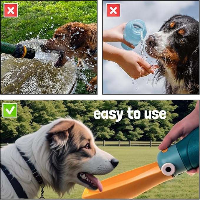 Dog Water Bottle Portable Puppy Travel Foldable Water Bottle Leak Proof Water Dispenser for Pet Cats Walking Hiking Travel Food Grade Plastic-White 16 oz