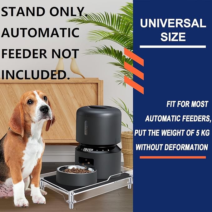 Beautyflier Raised Dog Feeder Stand Elevated Holder for Automatic Cat & Dog Feeders Pet Water Bowl Dispenser Stand Adjustable Fits Small Jugs Holds 5KG, Black (Holder ONLY)