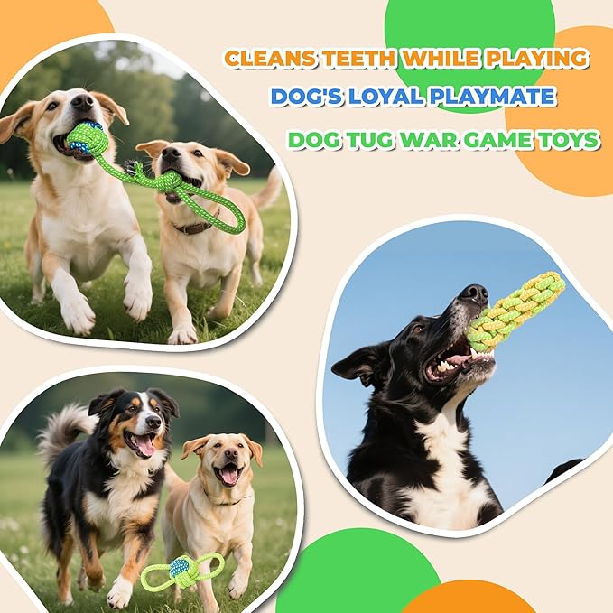 DSUMD 7 Pack Dog Rope Toys, Interactive Tough Chew Toys for Small and Medium Dogs, Clean Teeth and Relieve Boredom, Tug of War, Aggressive Chewers, Cotton Rope Knot Puppy Dental Toy
