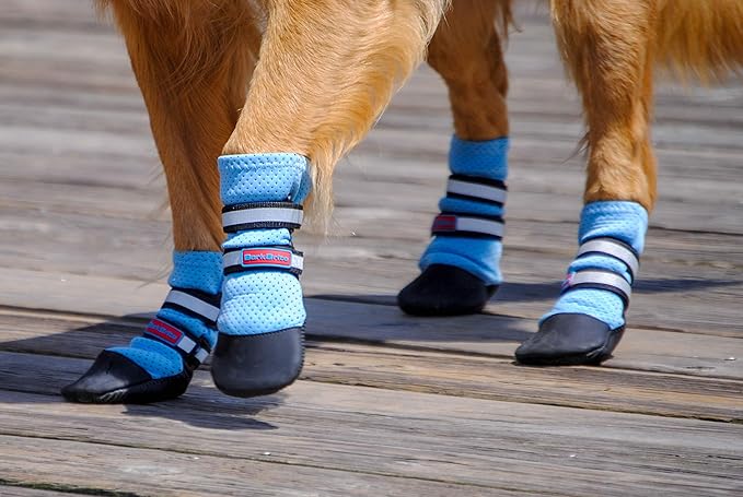 Bark Brite Lightweight Neoprene Paw Protector Dog Boots Designed for Comfort and Breathability in 5 Sizes (Blue XXL)