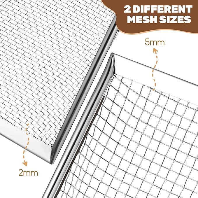 2 Pcs Stainless Steel Cat Litter Scoop - Metal Litter Box Scooper with Dual Mesh Sizes & Hanging Hole, Durable Corner Cleaner for Efficient Clump Removal