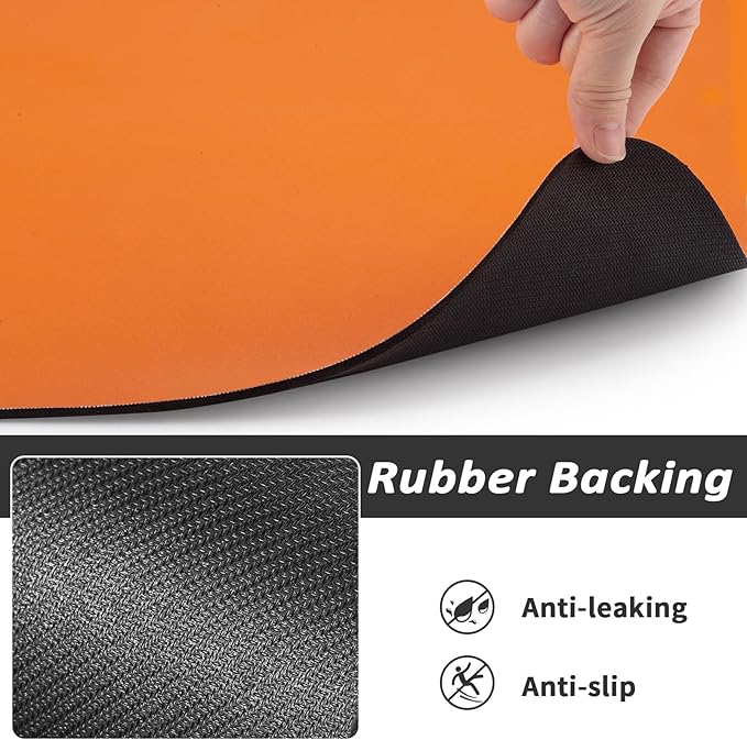 Dog Food Mat - Absorbent Cat Mat for Food and Water, No Stains Pet Feeding Bowl Mat, Easy to Clean Pet Placemats, Quick Dry Dog Water Dispenser Mat for Messy Drinkers | Paw Orange 16"x 24"