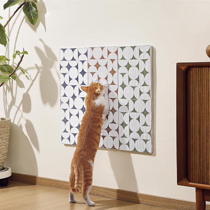 FUKUMARU 3PCS Cat Scratcher, 23.6 Inch Extra Long Cardboard Cat Scratch Pad for Wall, Multifunctional Cats Scratching Board Indoor, Durable Wall Mounted Scratching Pads for Corner Door