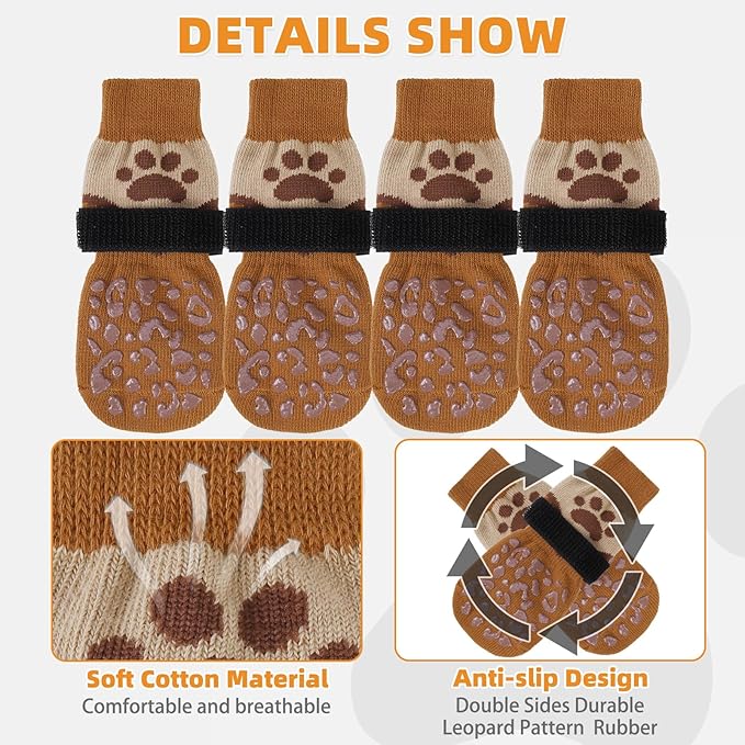 KOOLTAIL Dog Socks for Hot/Cold Pavement to Prevent Licking Paws for Hardwood Floors,Anti Slip,Pet Boots&Paw Protector with Grippers,Puppy Shoes Booties for Small Medium Large Senior Dogs