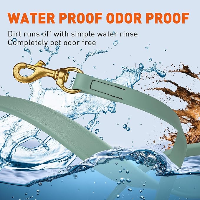 Viper Biothane K9 Working Dog Leash Waterproof Lead for Tracking Training Schutzhund Odor-Proof Long Line with Solid Brass Snap for Puppy Medium and Large Dogs, 20ft Sage Green