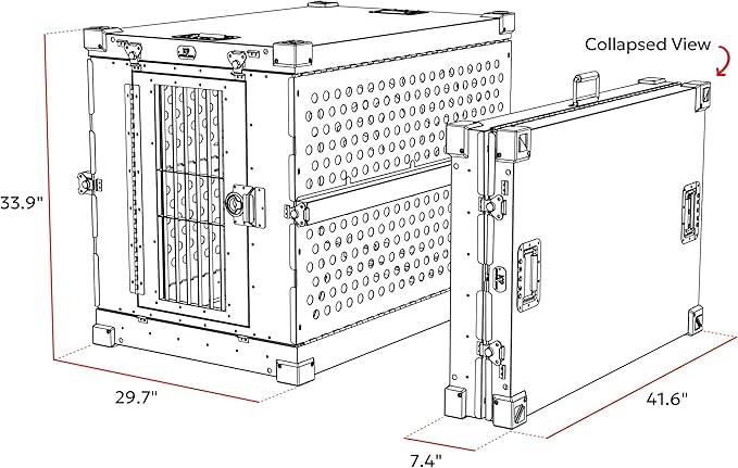 K9 Kennel Boss - Heavy Duty Fully Collapsible Powder-Coated Aluminum Dog Crate - Large (Black)