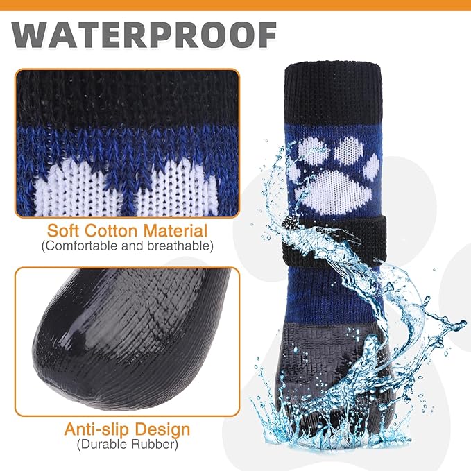 KOOLTAIL Non Slip Dog Socks to Prevent Licking Paws for Hardwood Floors, Dog Boots Shoes for Hot/Cold Pavement with Grippers Traction Control, Waterproof Paw Protector for Small Medium Large DogsXL
