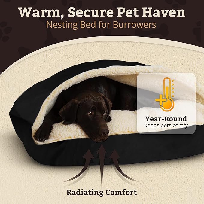 Snoozer Pet Products Luxury Rectangle Cozy Cave Dog Bed with Microsuede, Large, Black