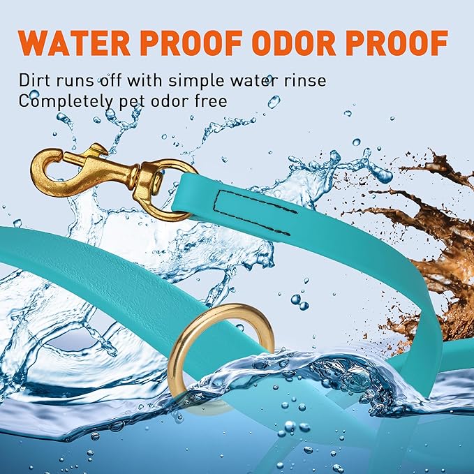 Viper Biothane K9 Working Dog Leash Waterproof Lead for Tracking Training Schutzhund Odor-Proof Long Line with Solid Brass Snap for Puppy Medium and Large Dogs 6ft, Sky Blue