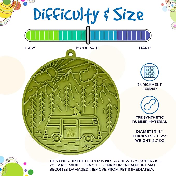 SodaPup Camp eMat – Durable Enrichment Feeder with Suction Cups Made in USA from Non-Toxic, Pet-Safe, Food Safe Rubber for Mental Stimulation, Digestive Health, Avoid Overfeeding, Calming, More