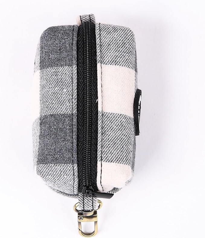 Organic Cotton Dog Poop Bag Holder for Leash Brass Hardware Waste Bag Dispenser Pet Waste Management Solution