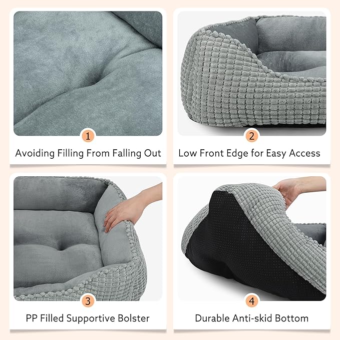 MIXJOY X-Large Dog Bed for Large, Medium, Small Dogs - Rectangle, Washable, Orthopedic, Soft Calming Sleeping Puppy Bed - Durable Pet Cuddler with Anti-Slip Bottom - XL (35"x25"x9")