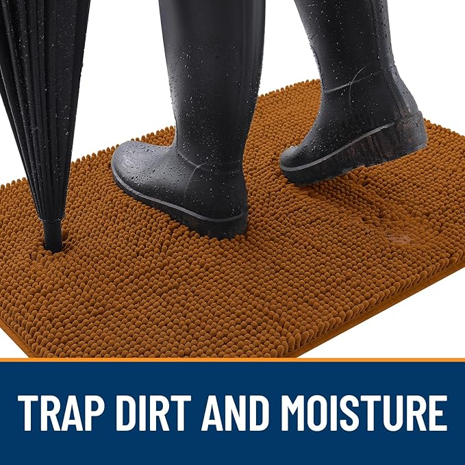 OLANLY Dog Door Mat for Muddy Paws 36x24, Absorbs Moisture and Dirt, Absorbent Non-Slip Washable Doormat, Quick Dry Chenille Mud Mat for Dogs, Entry Indoor Entryway Carpet for Inside Floor, Ochre