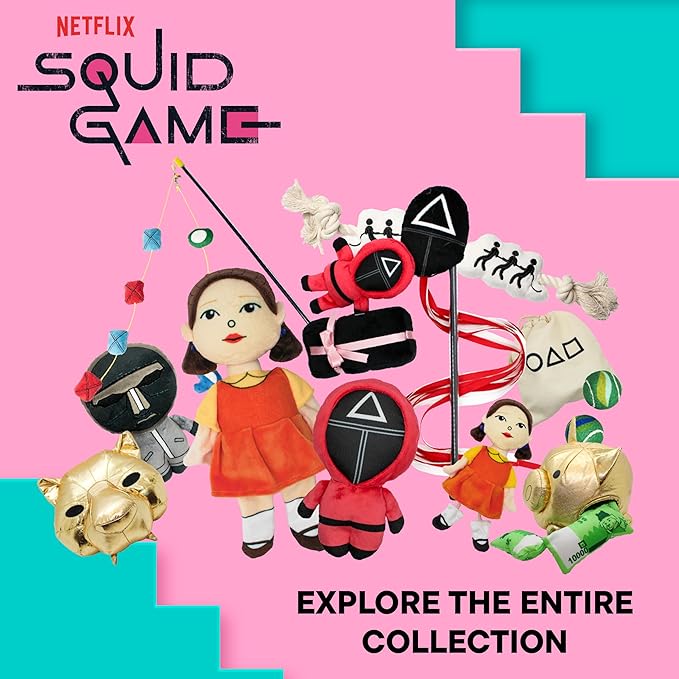 design LAB, Inc. Squid Game Official Merchandise | Outdoor Toys for Dogs Squeaky Balls and Durable Tug Rope Toy | Tug O War & Marble Game Set | Squid Game Collectible Novelty Gift Set