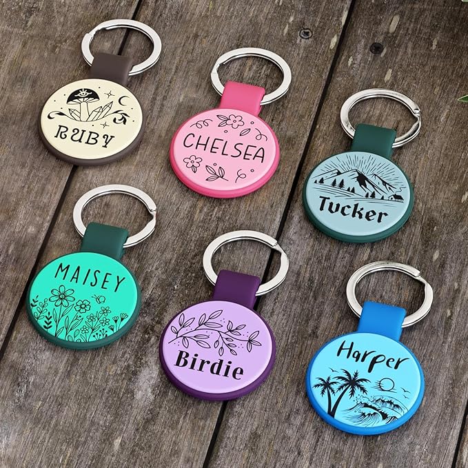 Brayhoo Silent Silicone Dog Tags, Custom Engraved Pet ID Tags for Cats and Dogs, Personalized Small Size Cat Tags with Cute Designs (Designs, Small)