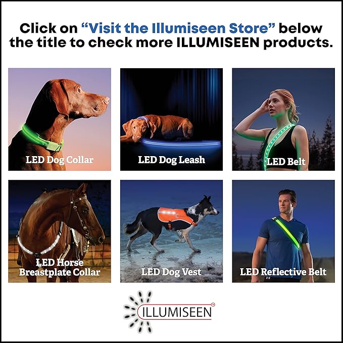 ILLUMISEEN LED Dog Collar USB Rechargeable - Bright & High Visibility Lighted Glow Collar for Pet Night Walking - Weatherproof, in 6 Colors & 6 Sizes (Pink X-Small)