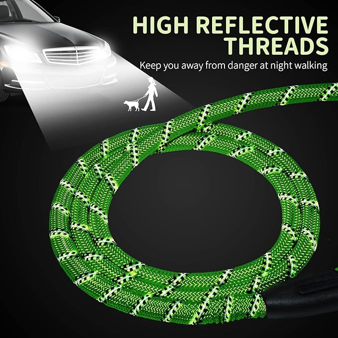 Long Dog Leash for Training 20Ft-Reflective Nylon Rope with Swivel Hook-Recall Agility Lead for Large Small Medium Dogs Outside Walking Hiking-Green Diam 1/2"