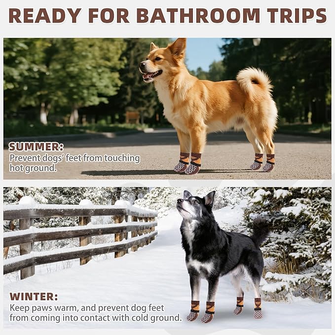 KOOLTAIL Dog Socks for Hot/Cold Pavement, Breathable & Warm Dog Socks to Prevent Licking Paws, Non Slip Pet Boots & Paw Protectors for Hardwood Floor,Grippy Shoes for Small Medium Large Senior Dogs