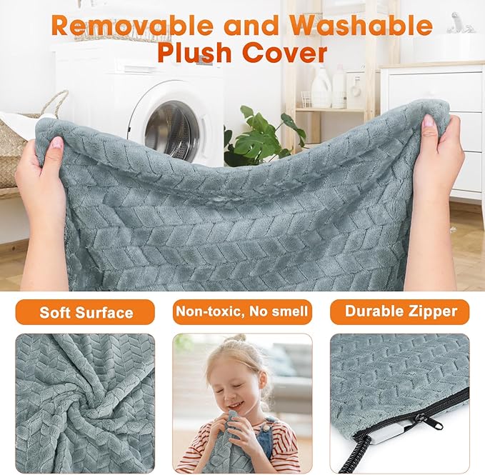 GASUR Heated Dog Bed, Waterproof Cat Heating Pad with Timer Temperature Adjustable, Indoor Heated Electric Pet Bed for Cats Dogs, Auto Power-Off, Anti-bite Pet Heated Pad, 28''x16'', Medium