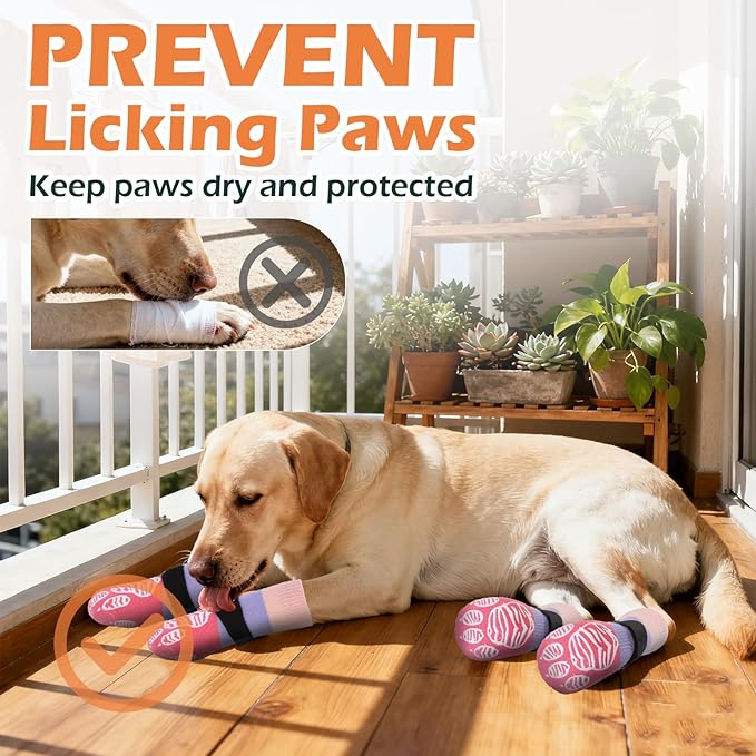 EXPAWLORER Anti Slip Dog Socks to Prevent Licking Paws, Dog Shoes for Cold Winter, Dog Booties for Hardwood Floors, Dog Boots & Paw Protectors with Grippers for Small Medium Large Senior Dogs S