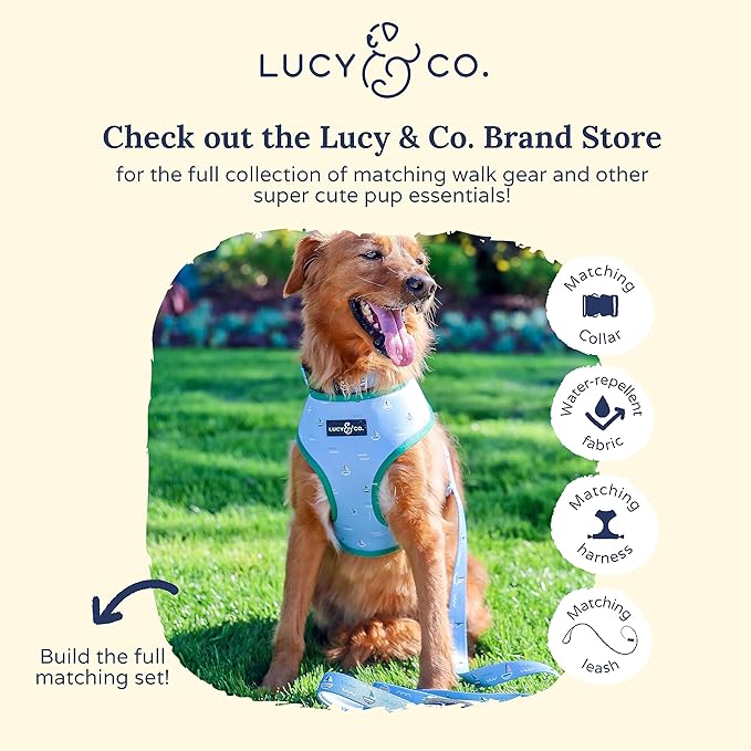 Lucy & Co. Set Sail Poop Bag Holder - Cute Designer Pet Waste Bag Dispenser, One Size, Blue & White Stripes