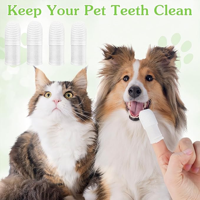 30Pcs Cat & Dog Toothbrush Finger, Soft Fabric Finger Toothbrush for Dogs Cats, Washable & Reusable Teeth Cleaning Wipes Toothbrushes Fingers Dental Wipes Care Remove Stain
