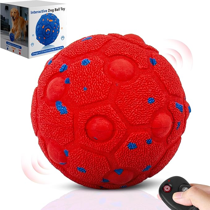 Newget Interactive Dog Toy Ball with Remote, 3 Modes Smart Moving Dog Balls with Touch Wake-Up, Automatic Bouncing/Rolling Chew-Resistant Ball for Medium & Large Dogs to Keep Busy, Indoor/Outdoor