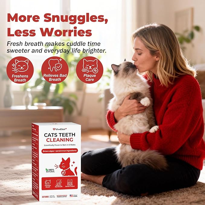 Cat Dental Care & Teeth Cleaning Gel Treat for Cats – Freshen Breath, Help Reduce Plaque Buildup & Support Oral Care with Papain, MCC