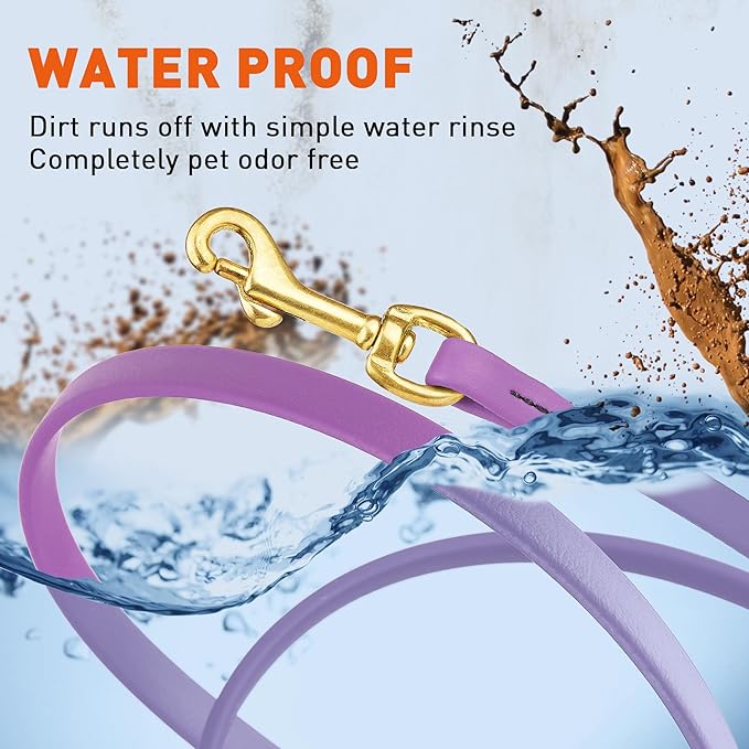 Viper K9 Biothane Working Dog Leash Waterproof Lead for Tracking Training Schutzhund Dog Sport & Search - Odor-Proof Long Line with Solid Brass Snap for Puppy Medium Large 1/2" x 15ft Amethyst Purple