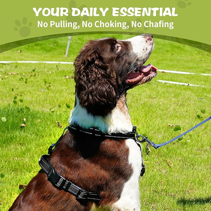 Dog Harness,Adjustable No Pull Dog Harness,Y-Shaped Design,Buckle-Neck Balance Harness with Reflective, Ideal for Dog Training Hiking, Easy Walk Harness,Durable High-Tensile Nylon Black-S