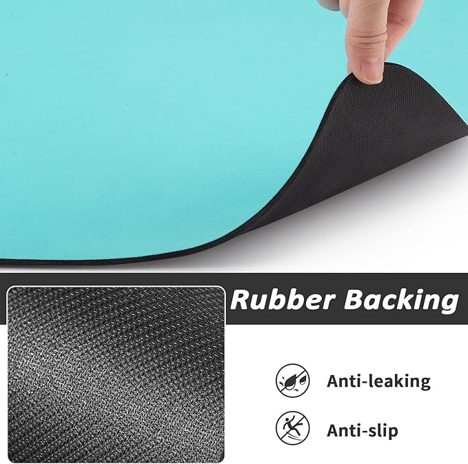 Dog Food Mat - Absorbent Cat Mat for Food and Water, No Stains Pet Feeding Bowl Mat, Easy to Clean Pet Placemats, Quick Dry Dog Water Dispenser Mat for Messy Drinkers | Paw Teal 18"x 28"