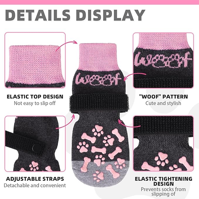 KOOLTAIL Dog Socks for Hot/Cold Pavement to Prevent Licking Paws,Dog Boots&Paw Protector for Hardwood Floors Anti Slip,Traction Control No Twist Grip Booties for Small Medium Large Senior Dogs S