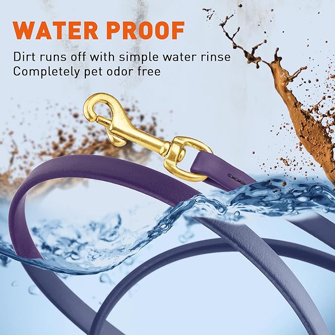 Viper Biothane K9 Working Dog Leash Waterproof Lead for Tracking Training Schutzhund Odor-Proof Long Line with Solid Brass Snap for Puppy Medium and Large Dogs, 15ft Violet Purple