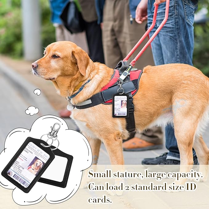 Gueevin 6 Pieces Service Dog ID Holder Badge Waterproof Holders with Clip Plastic Service Animals Tag Card Slot Pet Supplies, Horizontal and Vertical