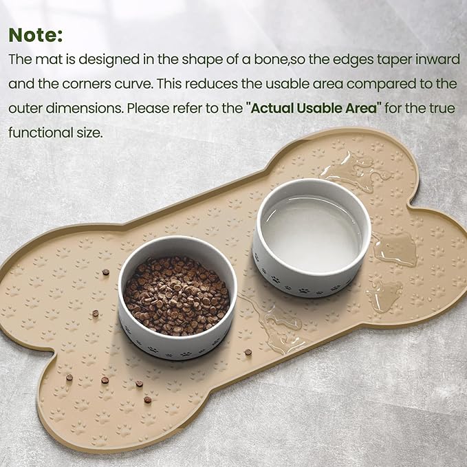 PWTAA Dog Food Mat Anti-Slip Silicone Dog Bowl Mat Thicker Pet Placemat Waterproof Cat Feeder Pad with Raised Edge Puppy Kitten Feeding Mats Suitable Small Medium-Sized Dogs Cats Eating Tray