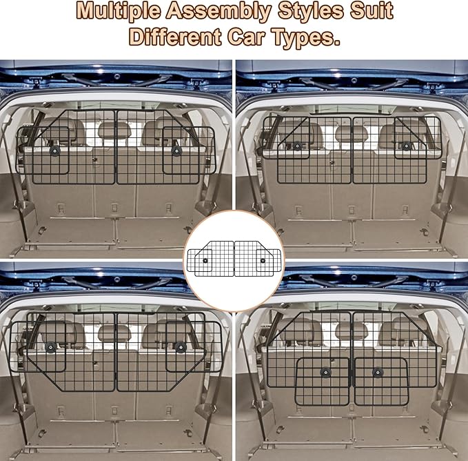 Dog Barrier for SUV,Adjustable Pet Barrier for car 36" to 62" Width for Trucks, SUV, Vans,Heavy-Duty Wire Mesh Barriers Safety Travel Accessories,Pet Travel Barriers