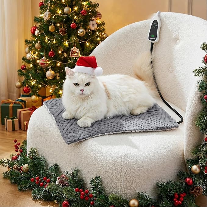 Dog Heating Pad 28x18 Inch - 11 Adjustable Temperature and 25 Timer Options, Heated Dog Bed Indoor Waterproof with Chew-Resistant Cord for Large Dogs