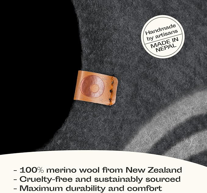MEOWFIA Cat Cave – Premium Felt Cat Bed for Indoor Cats, Handmade 100% Merino Wool, Cat (Medium, Dark Grey)