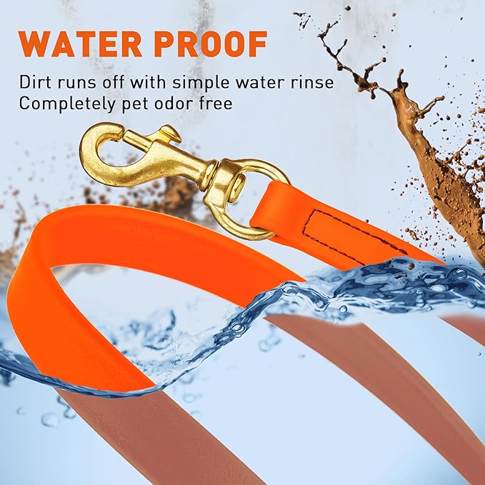 Viper K9 Biothane Working Dog Leash Waterproof Lead for Tracking Training Schutzhund Dog Sport & Search - Odor-Proof Long Line with Solid Brass Snap for Puppy Medium and Large 3/4" x 33ft HunterOrange